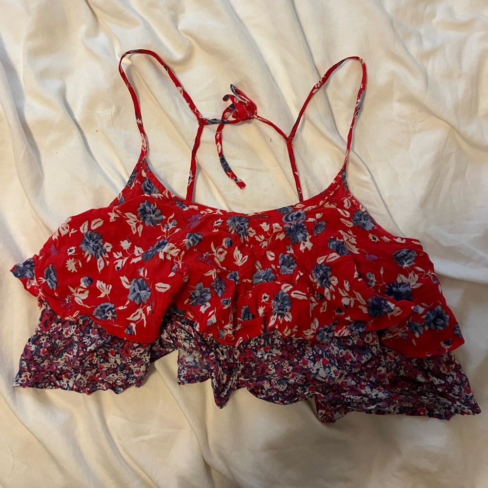 Urban Outfitters Red and Purple flowy floral top